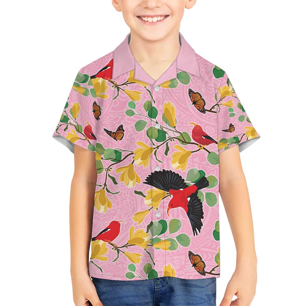 Aloha Hawaii Family Matching Tank Maxi Dress and Hawaiian Shirt I'iwi on Mamane Pastel Pink