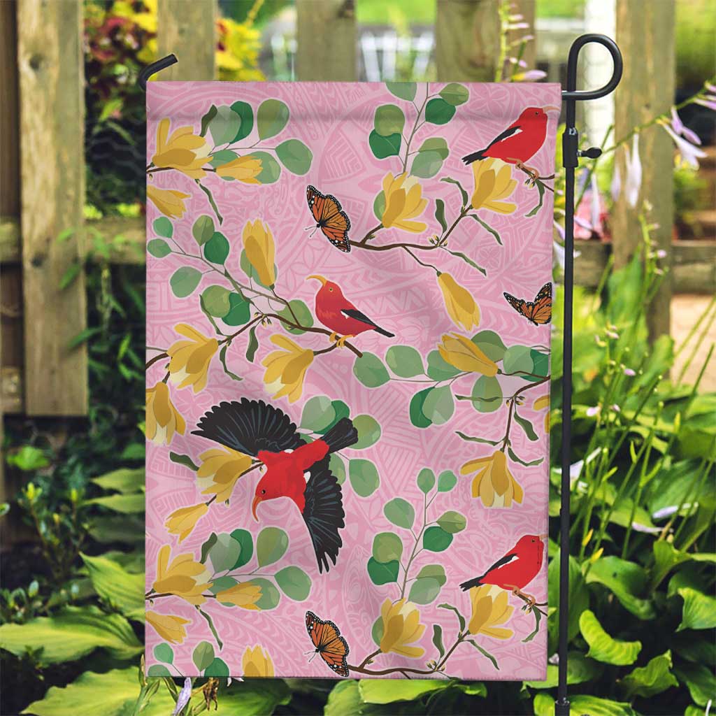 Aloha Hawaii Garden Flag I'iwi on Mamane Pastel Pink LT7 Garden Flag Pink - Polynesian Pride