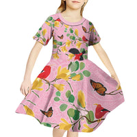 Aloha Hawaii Kid Short Sleeve Dress I'iwi on Mamane Pastel Pink