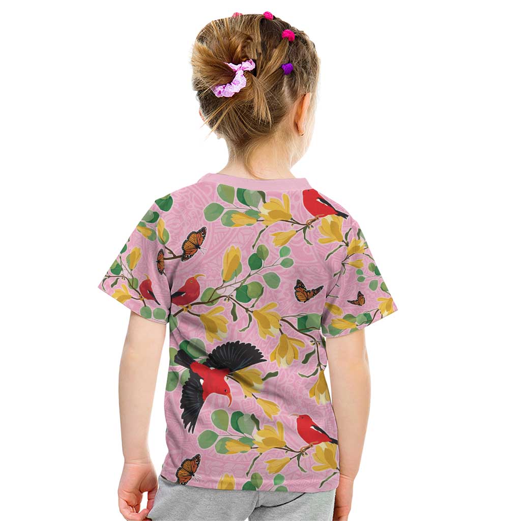 Aloha Hawaii Kid T Shirt I'iwi on Mamane Pastel Pink