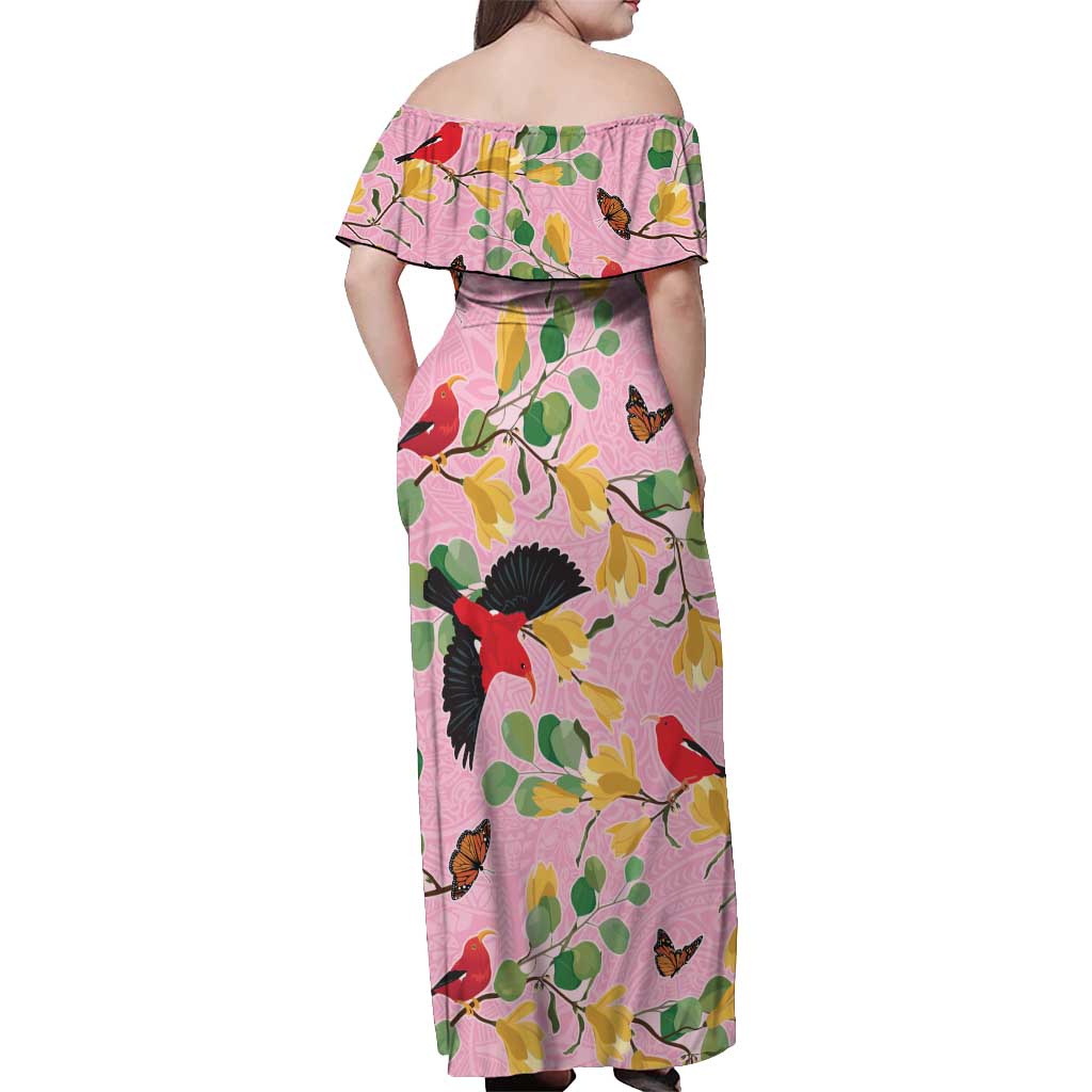 Aloha Hawaii Off Shoulder Maxi Dress I'iwi on Mamane Pastel Pink