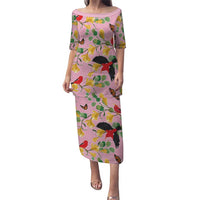 Aloha Hawaii Puletasi I'iwi on Mamane Pastel Pink LT7 Long Dress Pink - Polynesian Pride