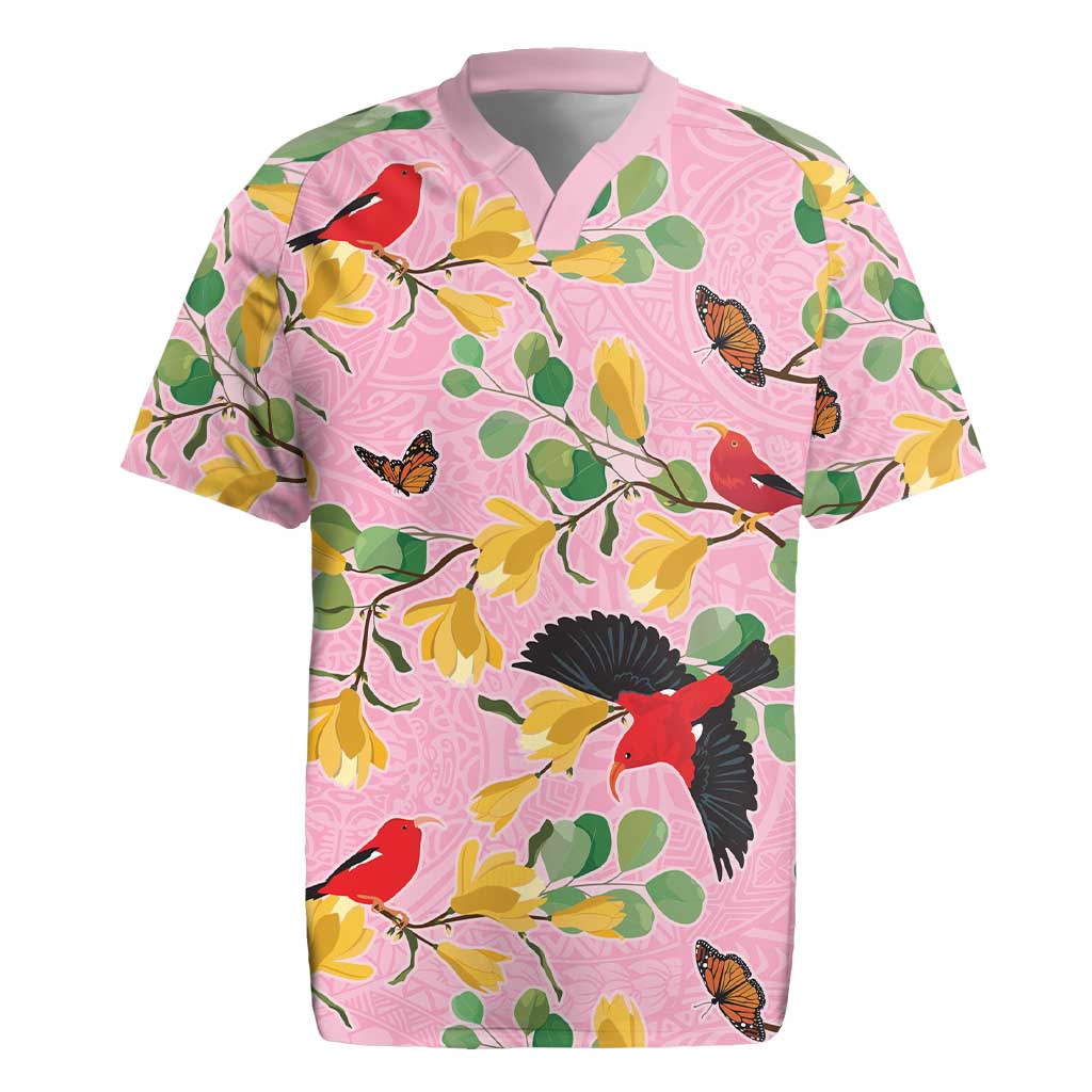Aloha Hawaii Rugby Jersey I'iwi on Mamane Pastel Pink LT7 Pink - Polynesian Pride