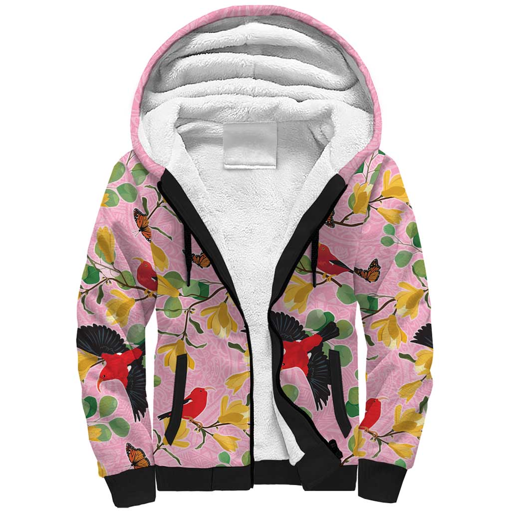 Aloha Hawaii Sherpa Hoodie I'iwi on Mamane Pastel Pink LT7 Unisex Pink - Polynesian Pride