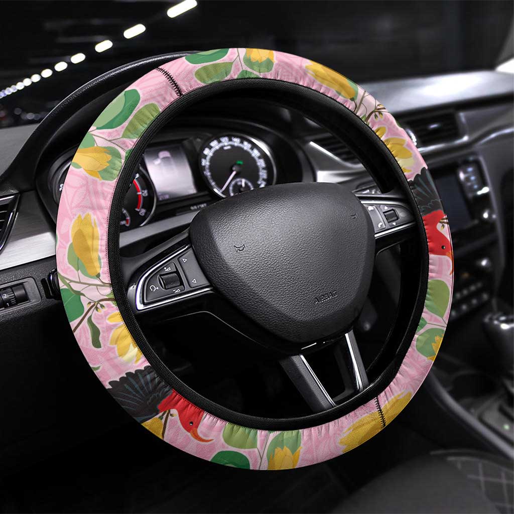 Aloha Hawaii Steering Wheel Cover I'iwi on Mamane Pastel Pink LT7 Universal Fit Pink - Polynesian Pride