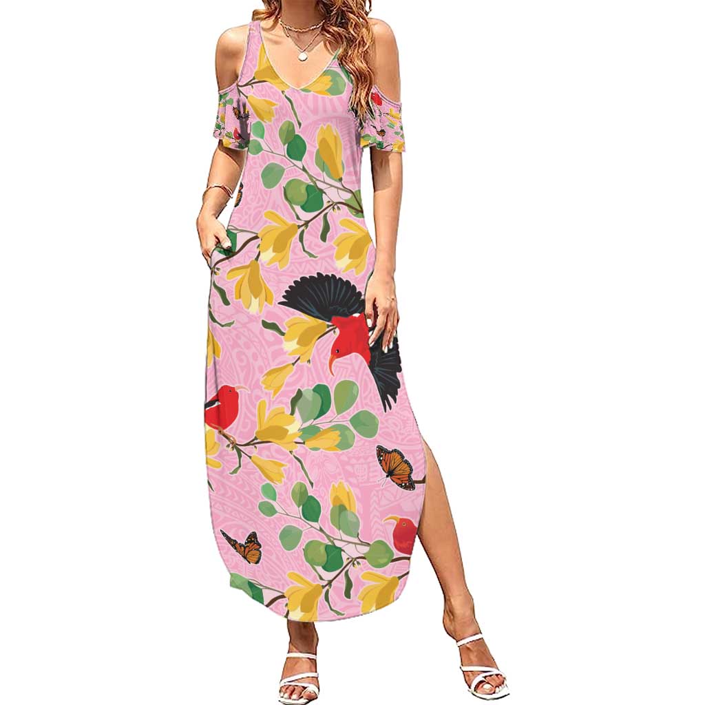 Aloha Hawaii Summer Maxi Dress I'iwi on Mamane Pastel Pink LT7 Women Pink - Polynesian Pride