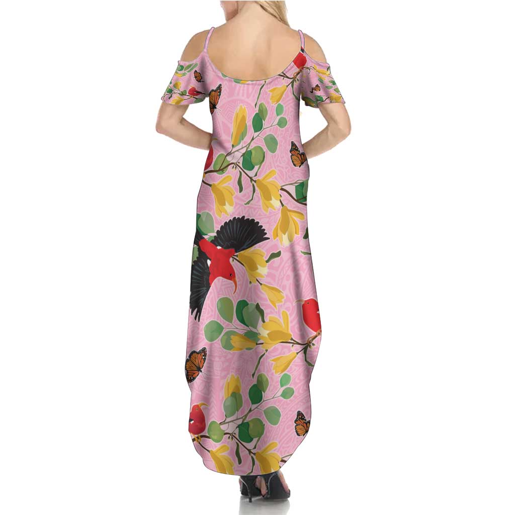 Aloha Hawaii Summer Maxi Dress I'iwi on Mamane Pastel Pink LT7 - Polynesian Pride