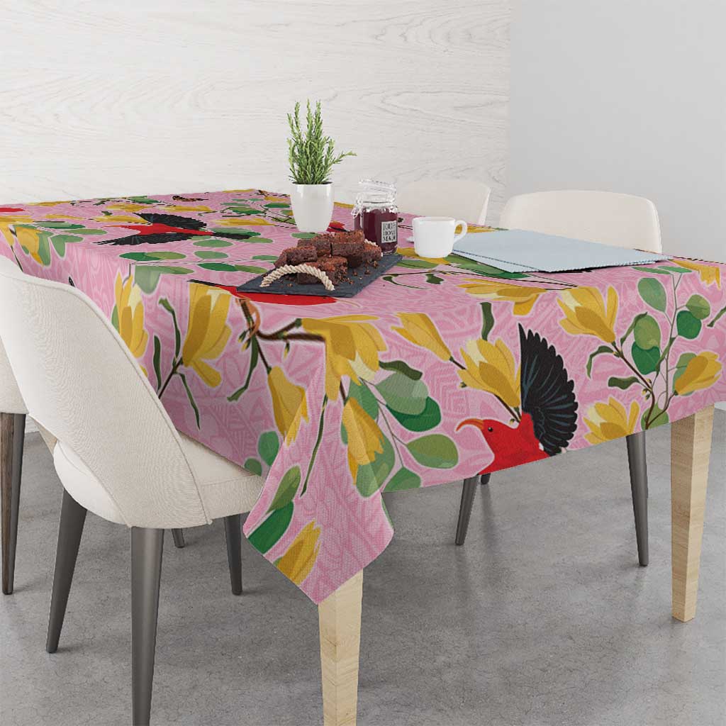 Aloha Hawaii Tablecloth I'iwi on Mamane Pastel Pink LT7 - Polynesian Pride