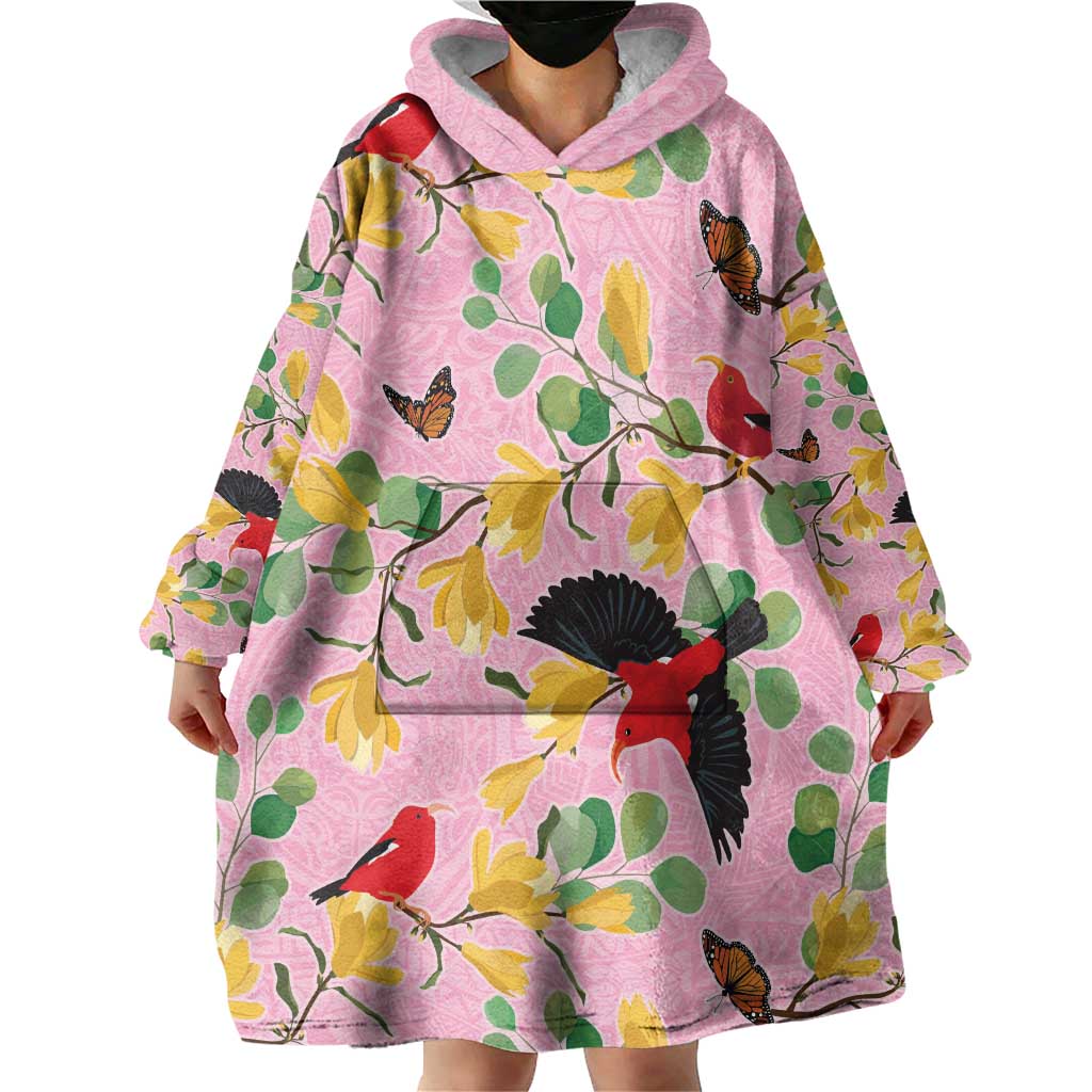 Aloha Hawaii Wearable Blanket Hoodie I'iwi on Mamane Pastel Pink LT7 - Polynesian Pride
