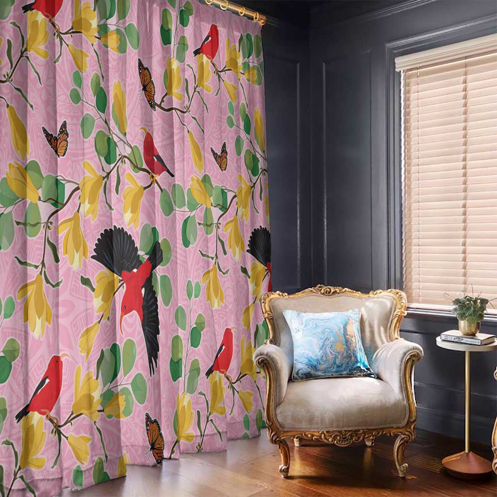 Aloha Hawaii Window Curtain I'iwi on Mamane Pastel Pink LT7 - Polynesian Pride