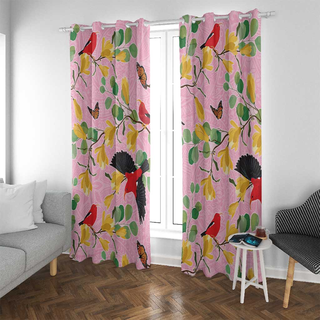 Aloha Hawaii Window Curtain I'iwi on Mamane Pastel Pink LT7 With Grommets Pink - Polynesian Pride