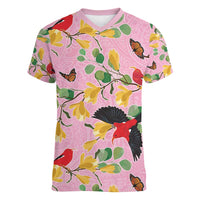 Aloha Hawaii Women V-Neck T-Shirt I'iwi on Mamane Pastel Pink LT7 Female Pink - Polynesian Pride