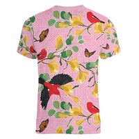 Aloha Hawaii Women V-Neck T-Shirt I'iwi on Mamane Pastel Pink LT7 - Polynesian Pride