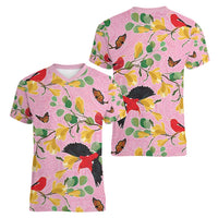 Aloha Hawaii Women V-Neck T-Shirt I'iwi on Mamane Pastel Pink LT7 - Polynesian Pride