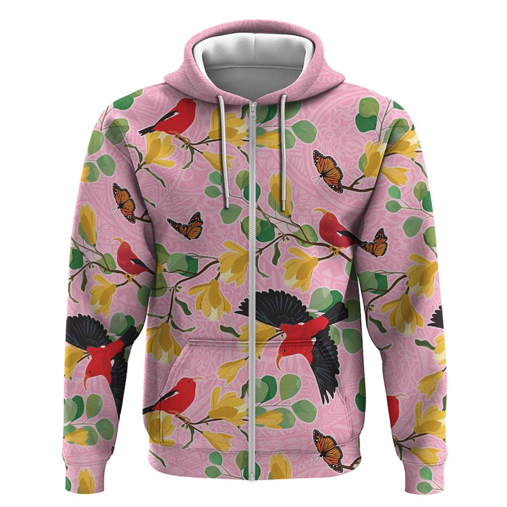 Aloha Hawaii Zip Hoodie I'iwi on Mamane Pastel Pink