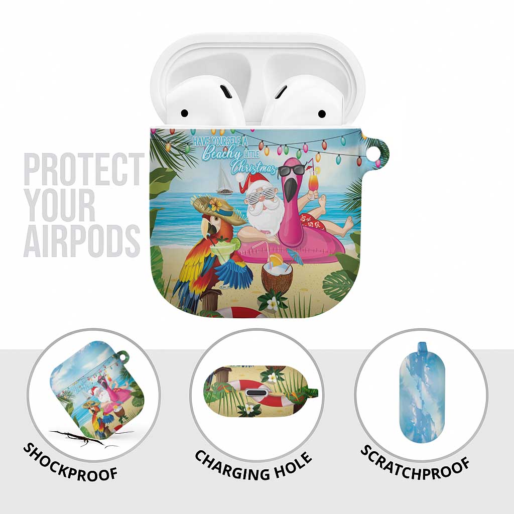 Have Yourself A Beachy Little Christmas AirPods Case with Santa Chilling - Polynesian Pride