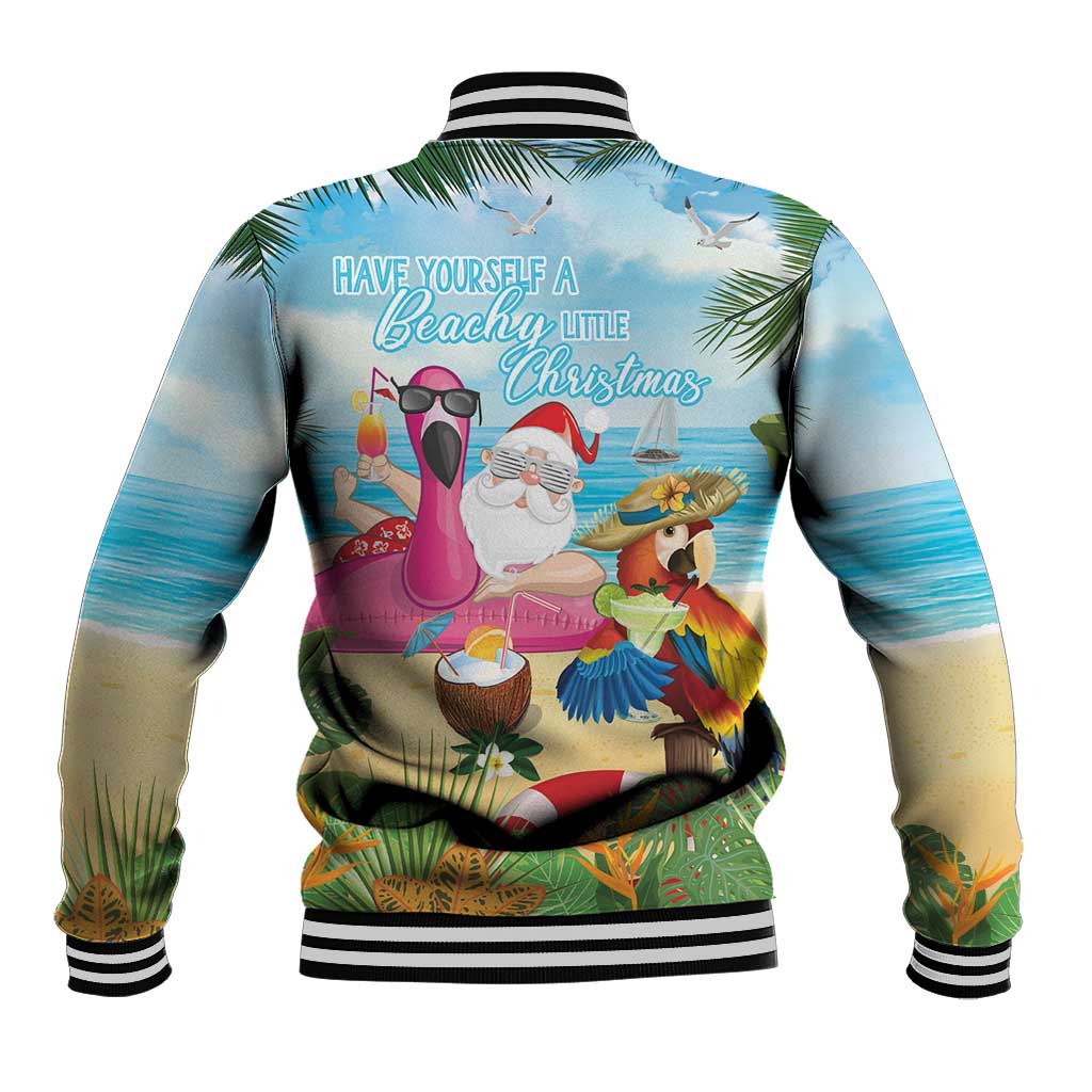 Have Yourself A Beachy Little Christmas Baseball Jacket with Santa Chilling - Polynesian Pride