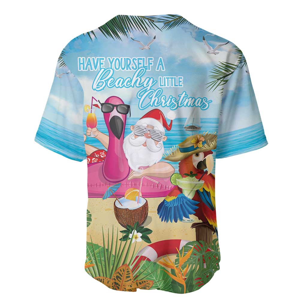 Have Yourself A Beachy Little Christmas Baseball Jersey with Santa Chilling - Polynesian Pride