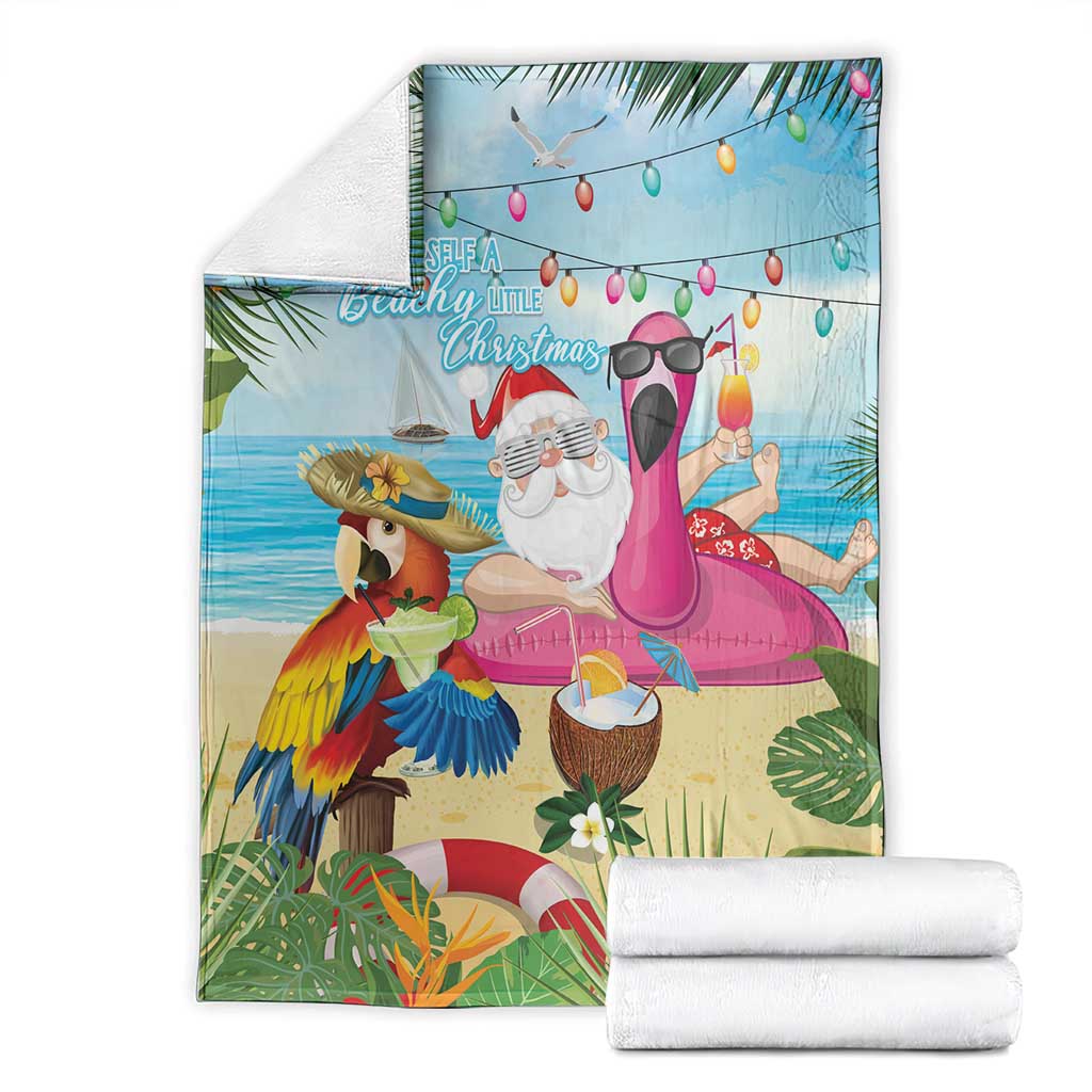 Have Yourself A Beachy Little Christmas Blanket with Santa Chilling - Polynesian Pride