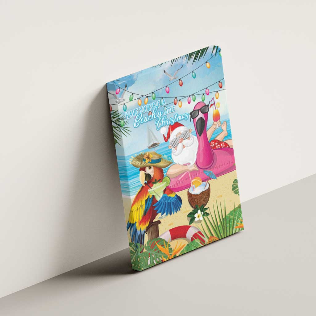 Have Yourself A Beachy Little Christmas Canvas Wall Art with Santa Chilling - Polynesian Pride