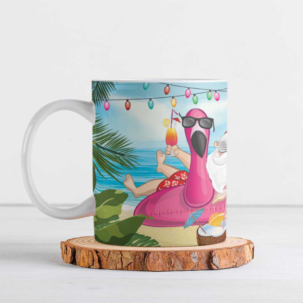 Have Yourself A Beachy Little Christmas Ceramic Mug with Santa Chilling - Polynesian Pride