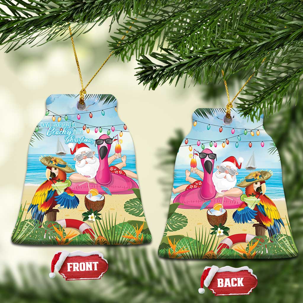 Have Yourself A Beachy Little Christmas Ceramic Ornament with Santa Chilling LT7 Bell Flake Colorful - Polynesian Pride