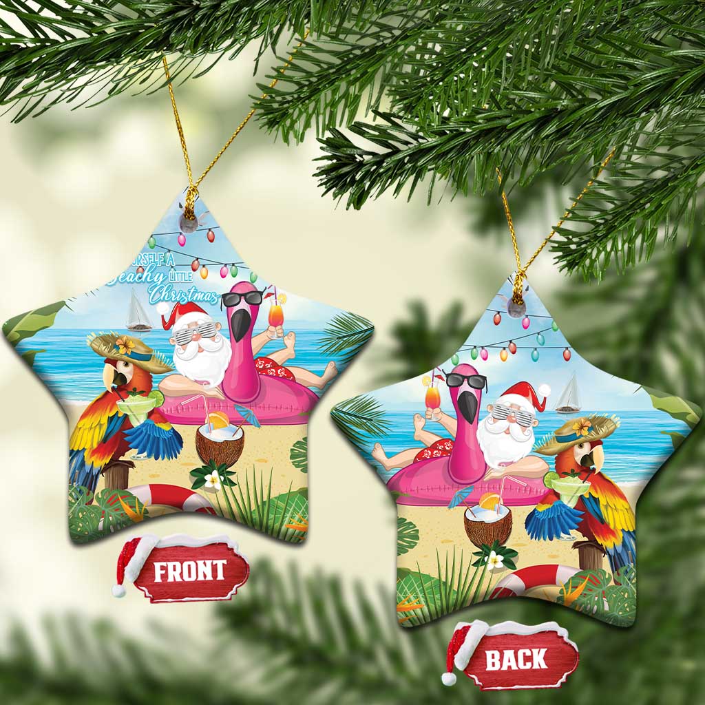 Have Yourself A Beachy Little Christmas Ceramic Ornament with Santa Chilling LT7 Star Colorful - Polynesian Pride