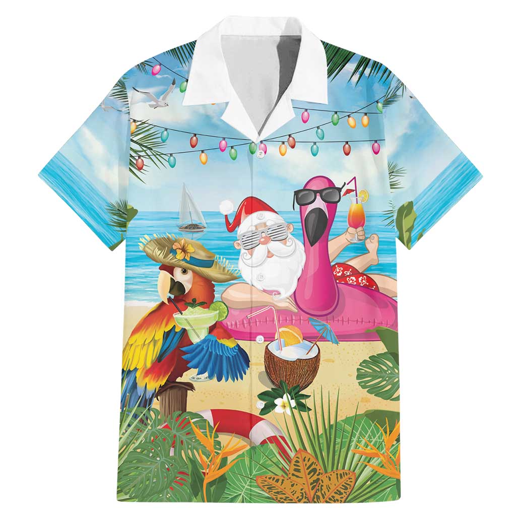 Have Yourself A Beachy Little Christmas Family Matching Mermaid Dress and Hawaiian Shirt with Santa Chilling - Polynesian Pride