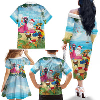 Have Yourself A Beachy Little Christmas Family Matching Off The Shoulder Long Sleeve Dress and Hawaiian Shirt with Santa Chilling - Polynesian Pride
