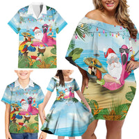 Have Yourself A Beachy Little Christmas Family Matching Off Shoulder Short Dress and Hawaiian Shirt with Santa Chilling - Polynesian Pride