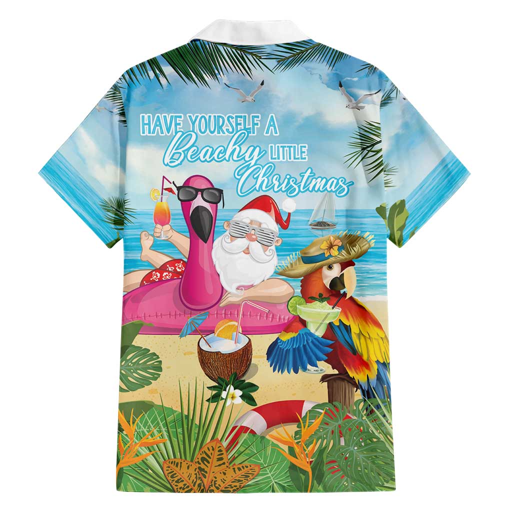 Have Yourself A Beachy Little Christmas Family Matching Short Sleeve Bodycon Dress and Hawaiian Shirt with Santa Chilling - Polynesian Pride
