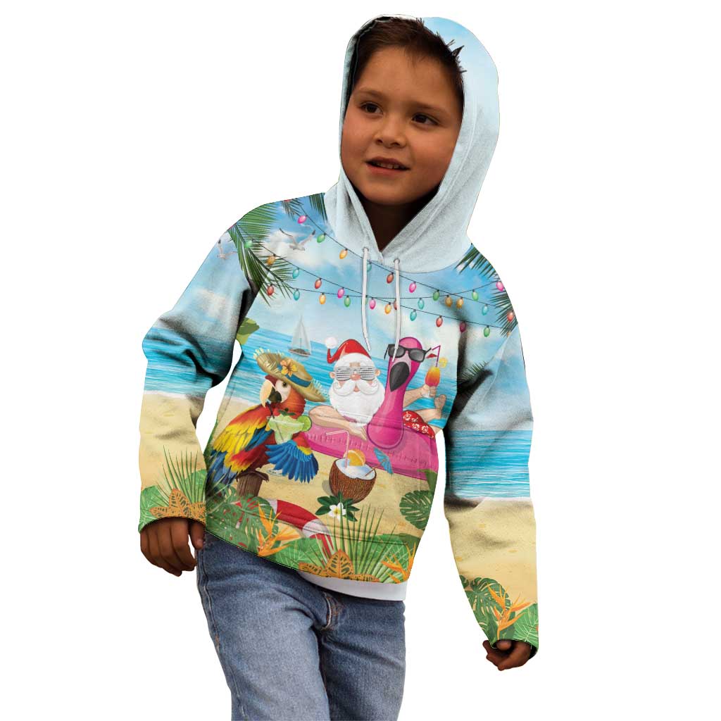 Have Yourself A Beachy Little Christmas Kid Hoodie with Santa Chilling - Polynesian Pride