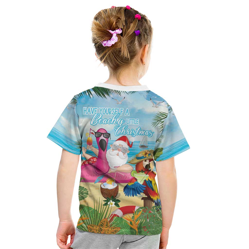 Have Yourself A Beachy Little Christmas Kid T Shirt with Santa Chilling - Polynesian Pride