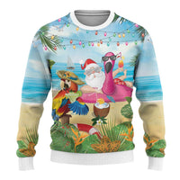 Have Yourself A Beachy Little Christmas Ugly Christmas Sweater with Santa Chilling LT7 - Polynesian Pride