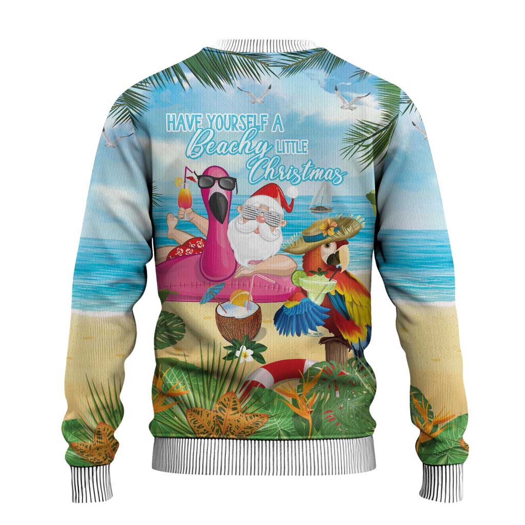 Have Yourself A Beachy Little Christmas Ugly Christmas Sweater with Santa Chilling LT7 - Polynesian Pride