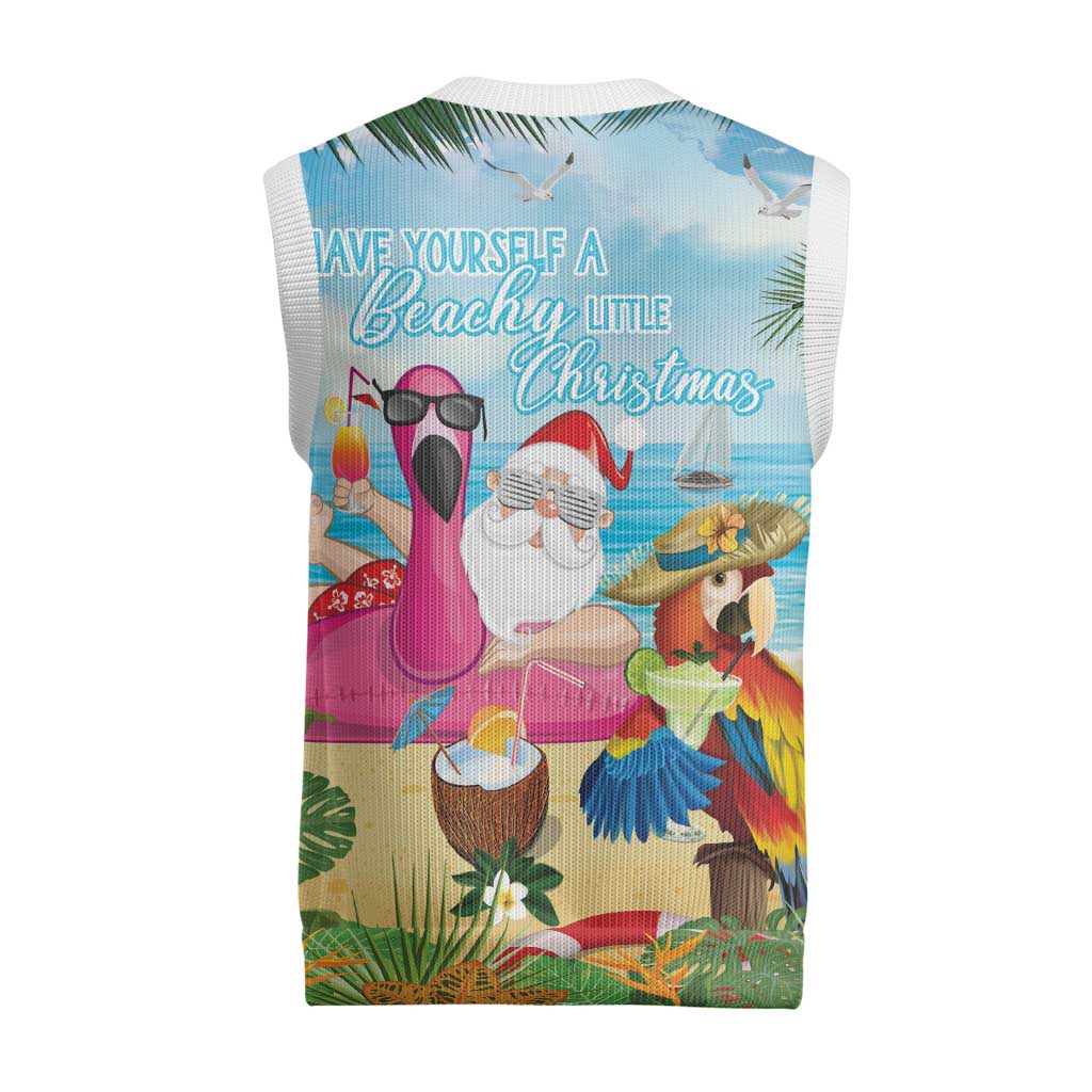 Have Yourself A Beachy Little Christmas Knitted V-Neck Vest with Santa Chilling LT7 - Polynesian Pride