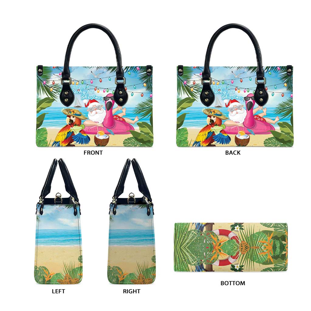Have Yourself A Beachy Little Christmas Leather Bag with Santa Chilling - Polynesian Pride