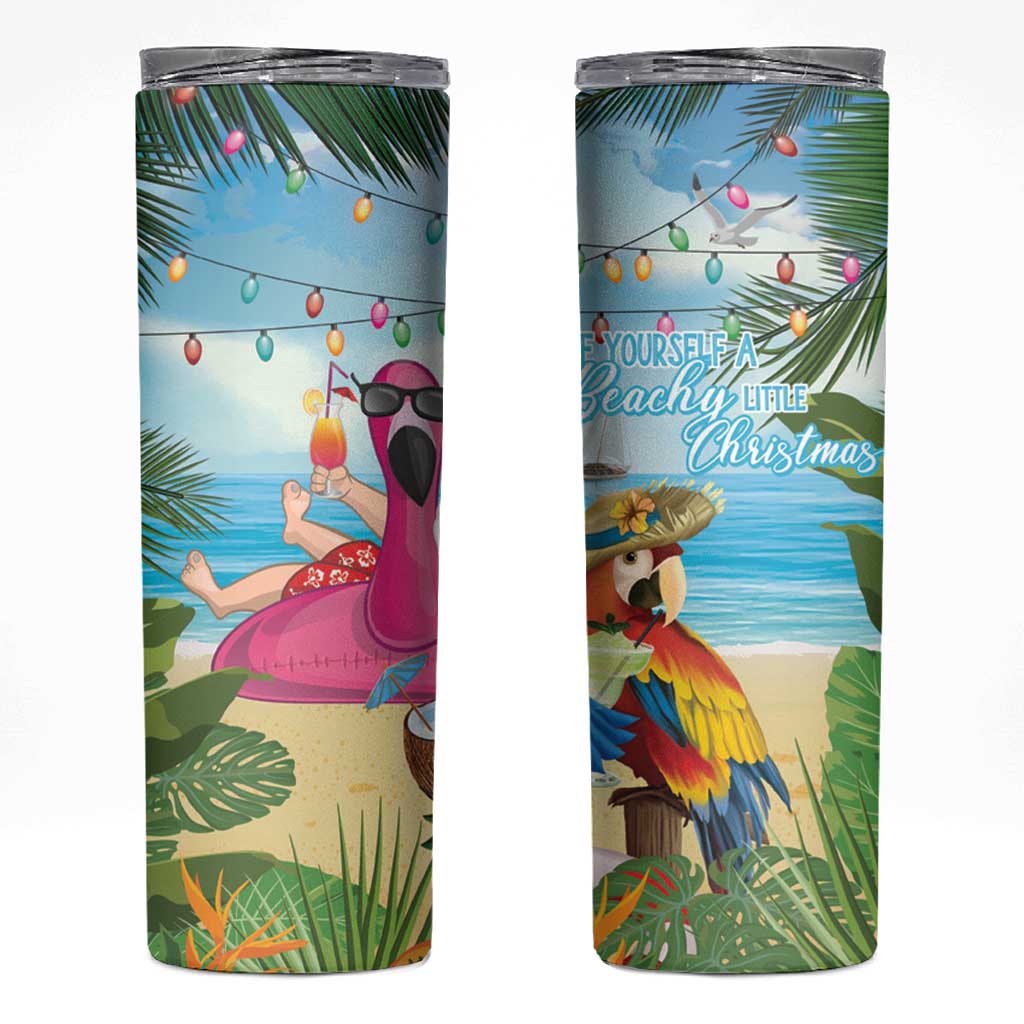 Have Yourself A Beachy Little Christmas Skinny Tumbler with Santa Chilling - Polynesian Pride