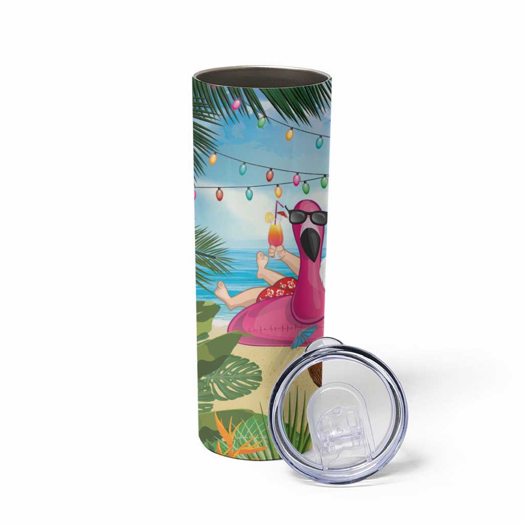 Have Yourself A Beachy Little Christmas Skinny Tumbler with Santa Chilling - Polynesian Pride