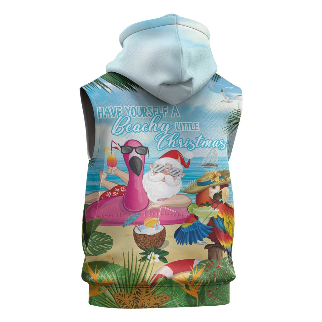 Have Yourself A Beachy Little Christmas Sleeveless Hoodie with Santa Chilling - Polynesian Pride