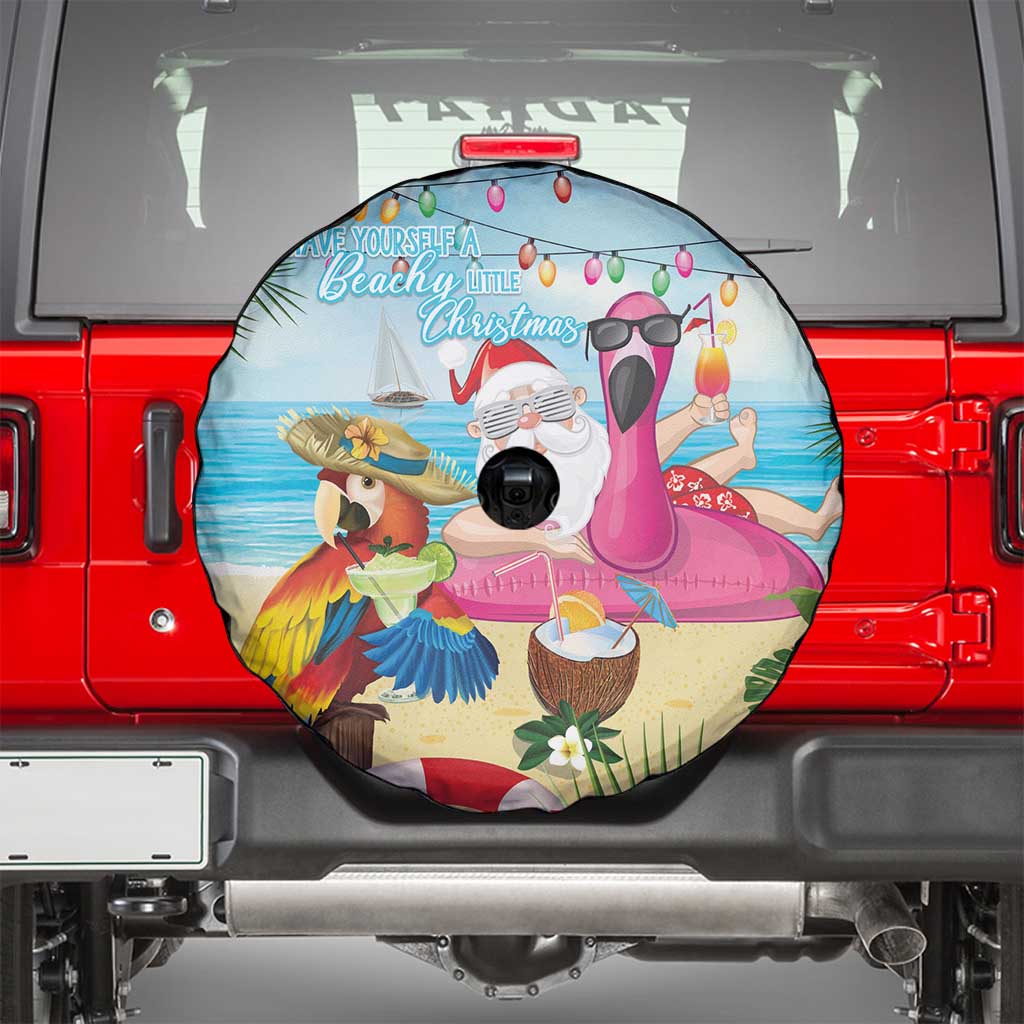 Have Yourself A Beachy Little Christmas Spare Tire Cover with Santa Chilling - Polynesian Pride
