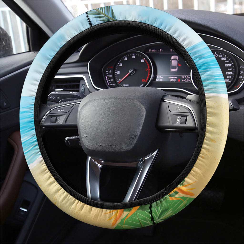 Have Yourself A Beachy Little Christmas Steering Wheel Cover with Santa Chilling - Polynesian Pride