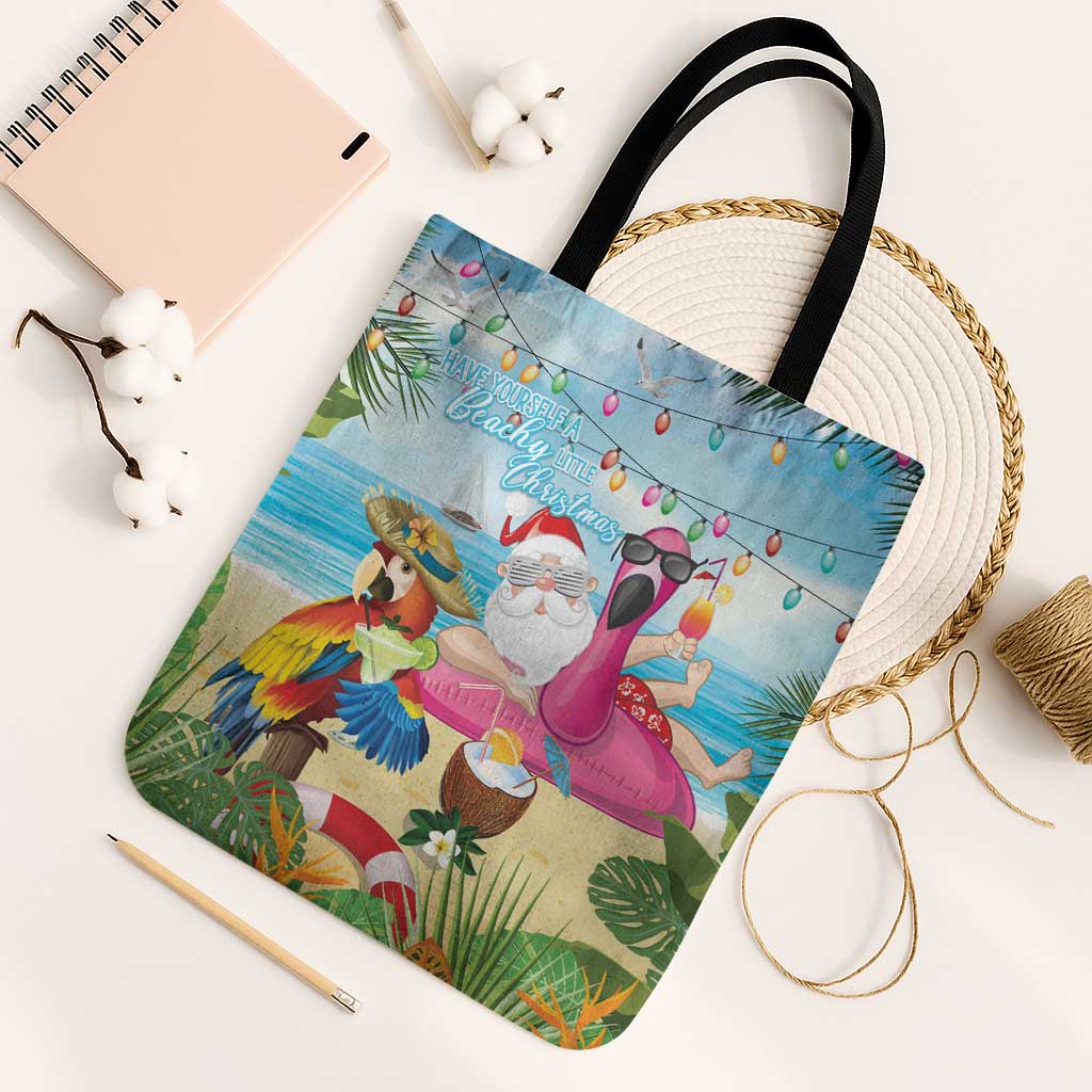 Have Yourself A Beachy Little Christmas Tote Bag with Santa Chilling - Polynesian Pride
