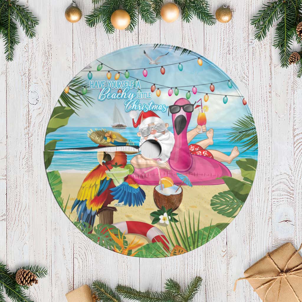 Have Yourself A Beachy Little Christmas Tree Skirt with Santa Chilling LT7 Casual Colorful - Polynesian Pride