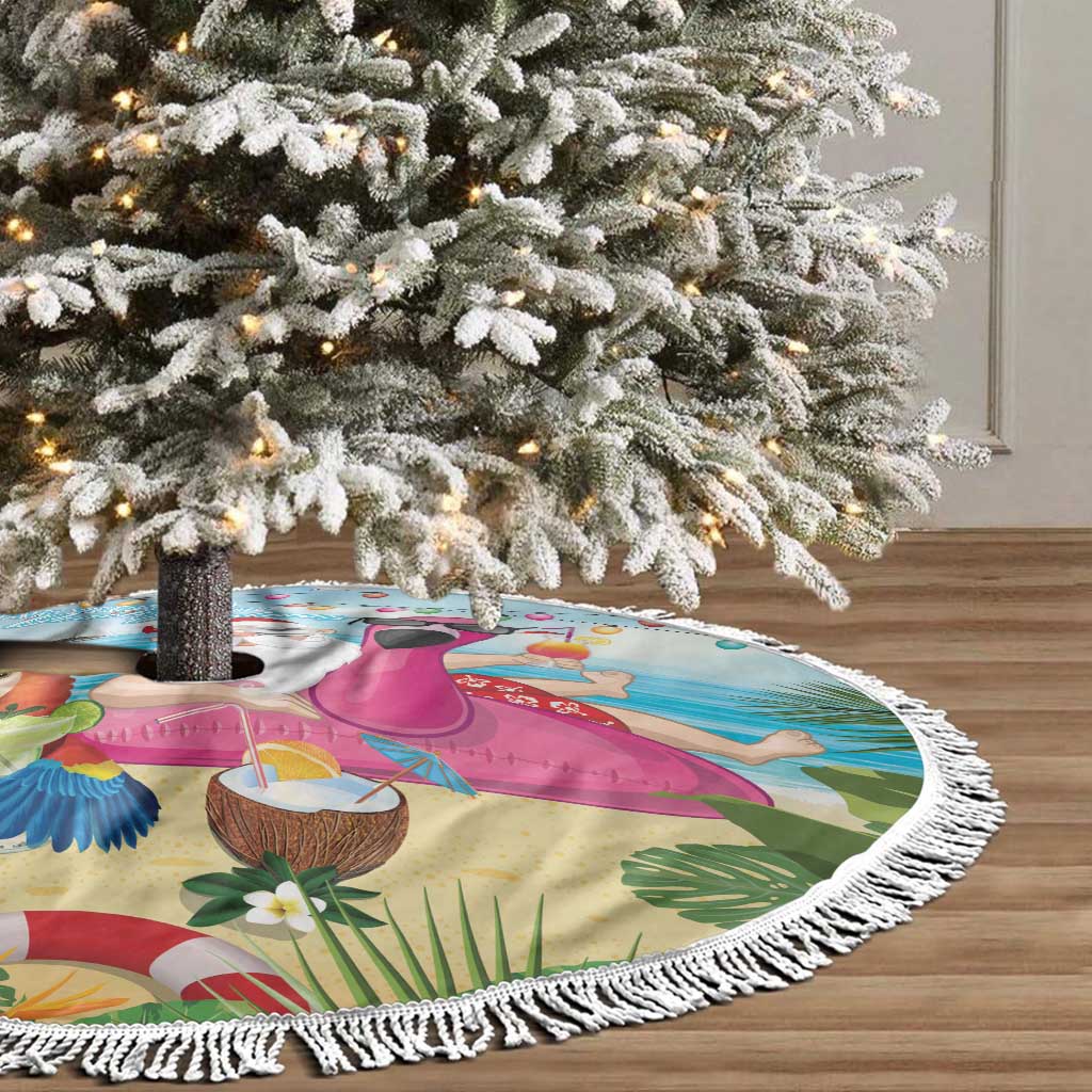 Have Yourself A Beachy Little Christmas Tree Skirt with Santa Chilling LT7 - Polynesian Pride