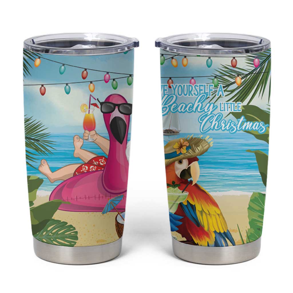 Have Yourself A Beachy Little Christmas Tumbler Cup with Santa Chilling - Polynesian Pride