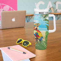 Have Yourself A Beachy Little Christmas Tumbler With Handle with Santa Chilling - Polynesian Pride