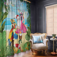Have Yourself A Beachy Little Christmas Window Curtain with Santa Chilling - Polynesian Pride