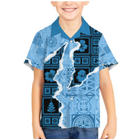 Bula Fiji Tapa Mix Christmas Family Matching Mermaid Dress and Hawaiian Shirt Vintage Style LT7 Son's Shirt Turquoise - Polynesian Pride