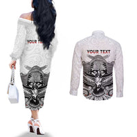 Aotearoa Personalized Couples Matching Off The Shoulder Long Sleeve Dress and Long Sleeve Button Shirt Proud To Be Maori LT7 - Polynesian Pride
